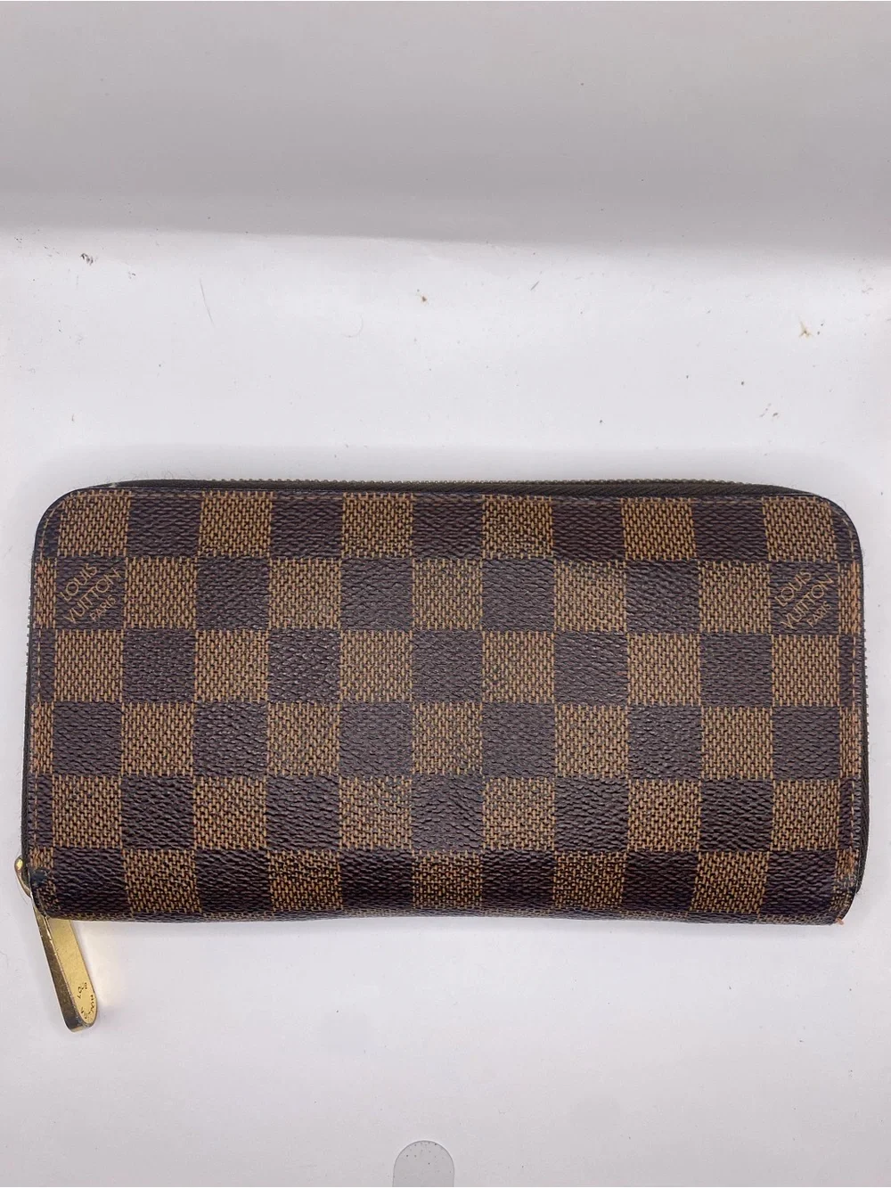 Authentic LOUIS VUITTON Damier Ebene Canvas Zippy Zip Around Long Wallet